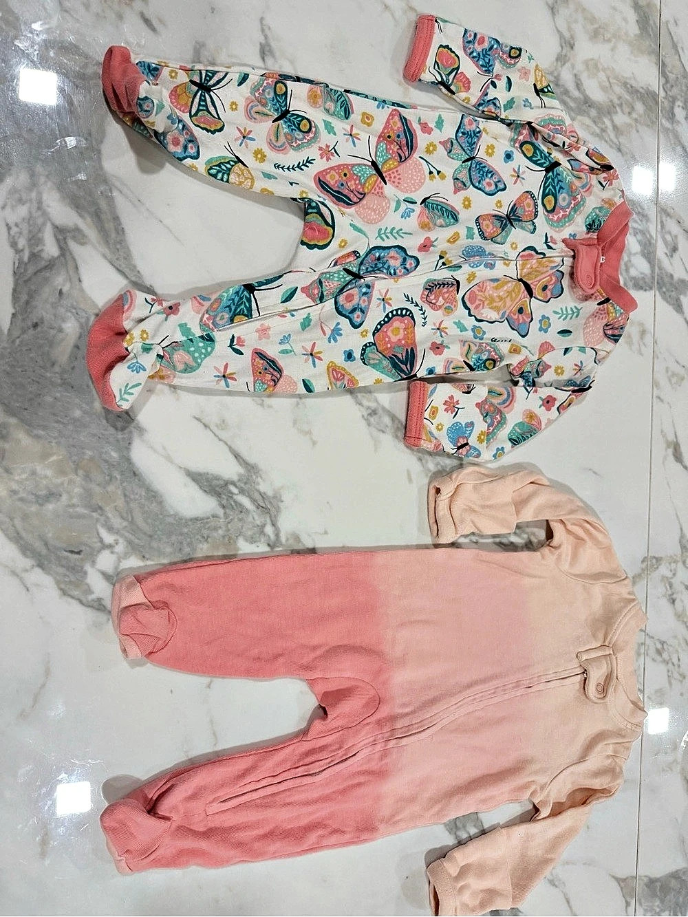Honest Baby 100% Organic Cotton Footed Sleeper Bundle Pink & White Baby New